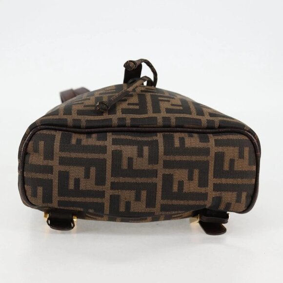 FENDI Zucca Canvas Backpack Black Brown gold Auth 133306 - Picture 7 of 16